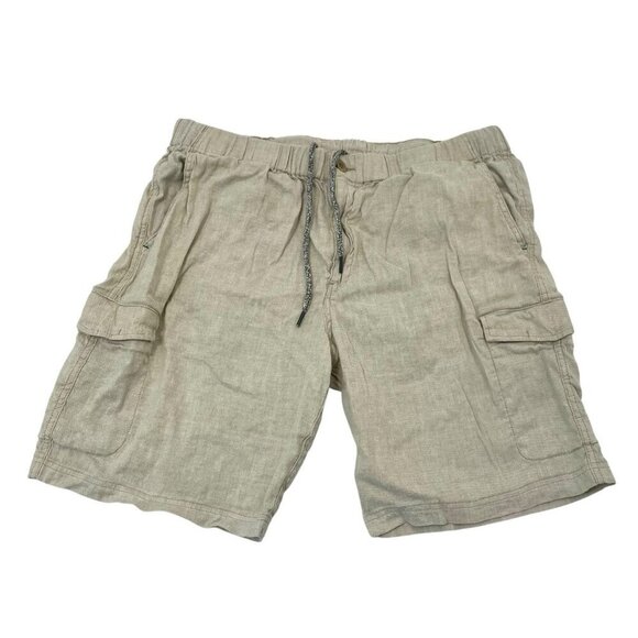 Tommy Bahama Linen Blend Elastic Waist Cargo Shorts Breathable Khaki size XXL - Picture 1 of 5